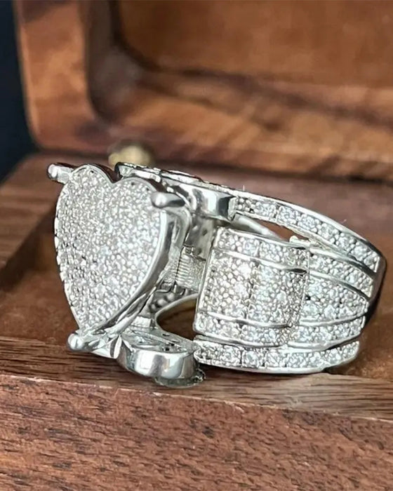Pave Bague Cœur Set pour Femme