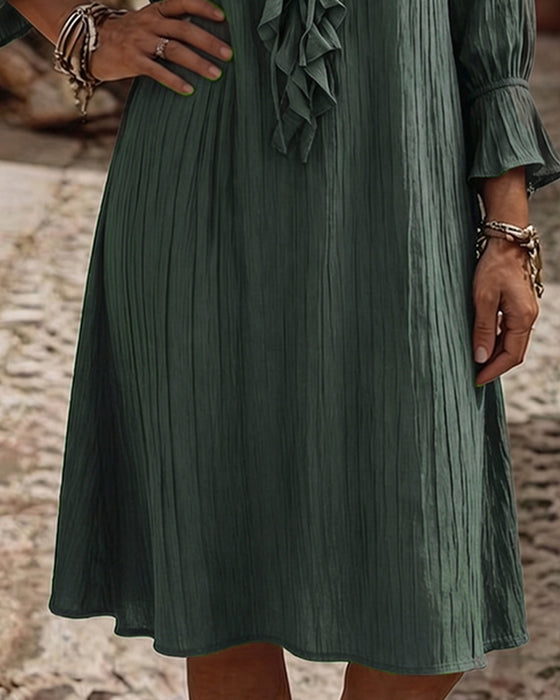 Robe Col Volant Attacher Trois Quart Manche