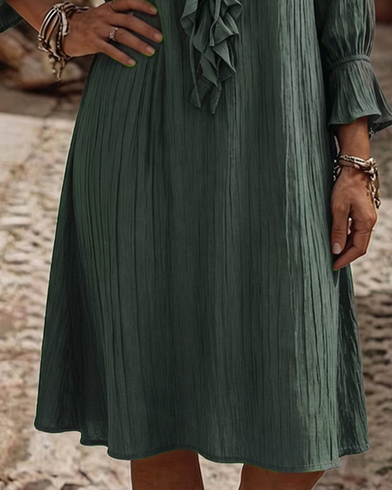 Robe Col Volant Attacher Trois Quart Manche