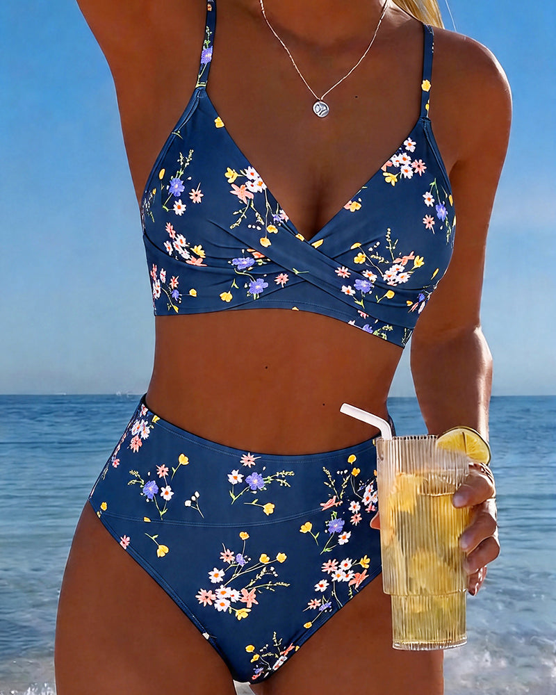 Bikini Sexy Entrecroisé Imprimé Floral