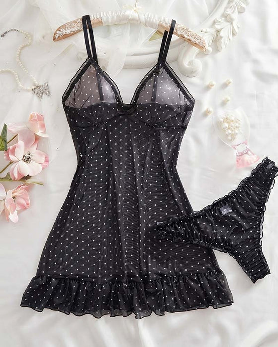 Set Pois Mesh Robe De Nuit