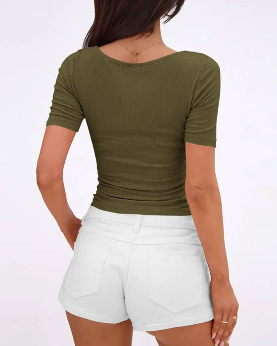 T-Shirt Off-Shoulder Tricoté Uni