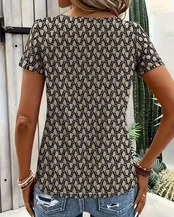 T-Shirt Anneau Boucle Géométrique Imprimé