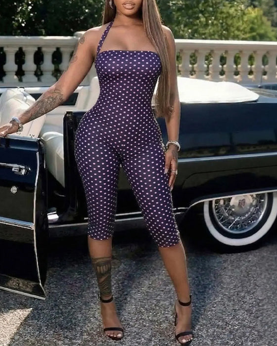 Combinaison Polka Dot Halter Capri