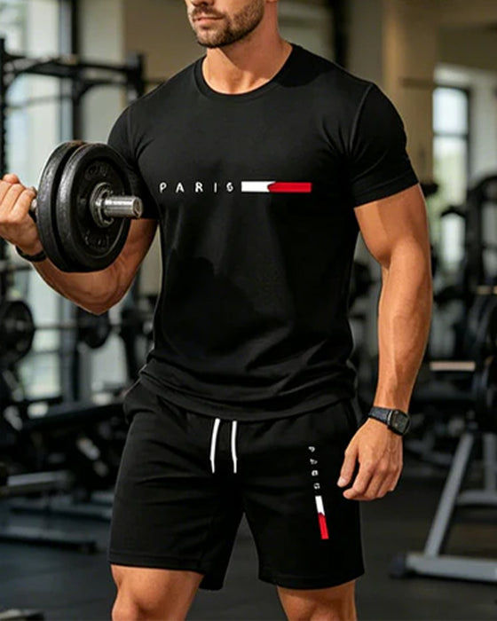 Set Hommes Col Rond Monogramme Décontracté