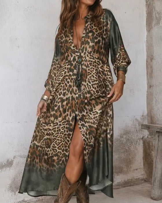 Robe Élégante Léopard Jupe Ample