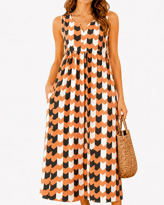 Robe Taille Haute Décontractée Sans Manches