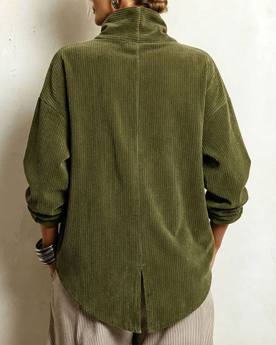 Manteau Col Roulé Bouton Lâche