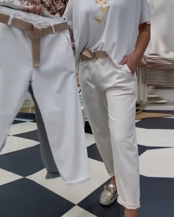 Pantalon uni et décontracté