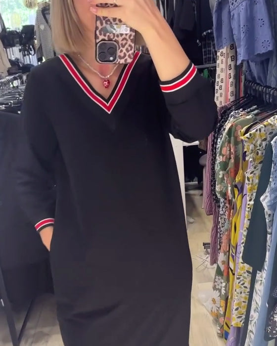 Robe col V avec poches