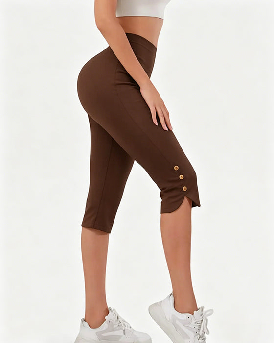 Leggings Uni Ajusté Raccourci