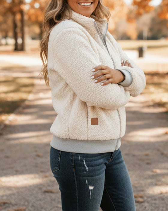 Veste Col Montant Polaire Fermeture Éclair