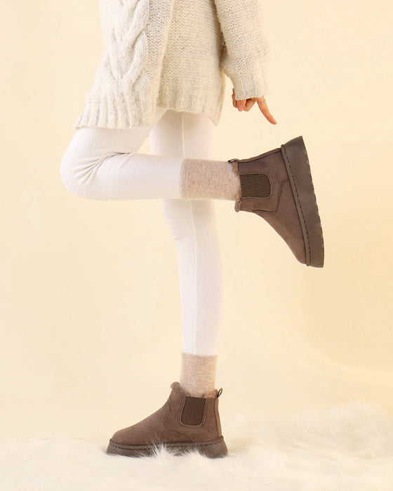 Bottes de neige à semelles épaisses de couleur unie