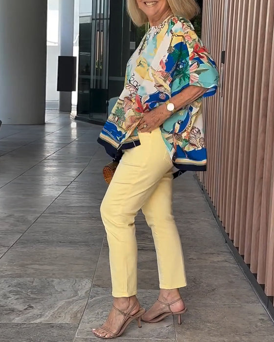Blouse Manche Chauve-Souris Imprimé