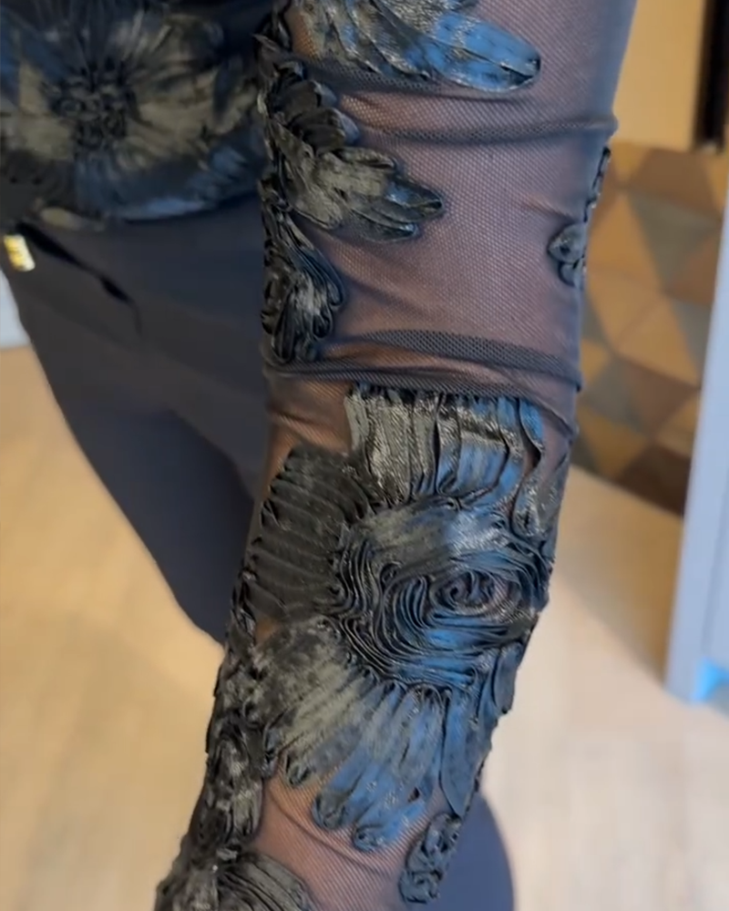 Haut Élégant À Col Rond Et Manches Longues