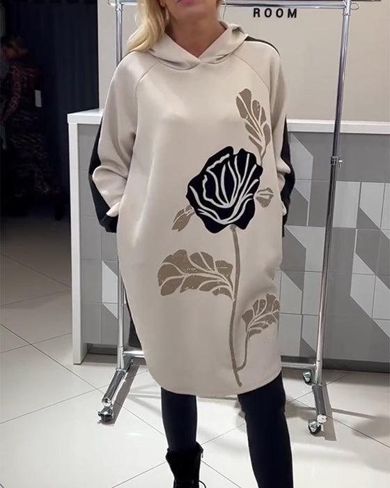 Robe À Capuche Color-Block Imprimé Floral