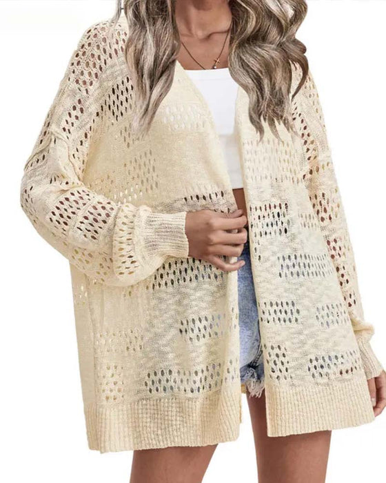 Cardigan Unie Dentelle Décontracté