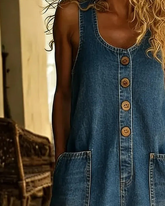 Robe Décontractée Sans Manches Grande Poche