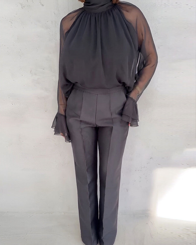 Blouse Mesh Assemblage Élégant