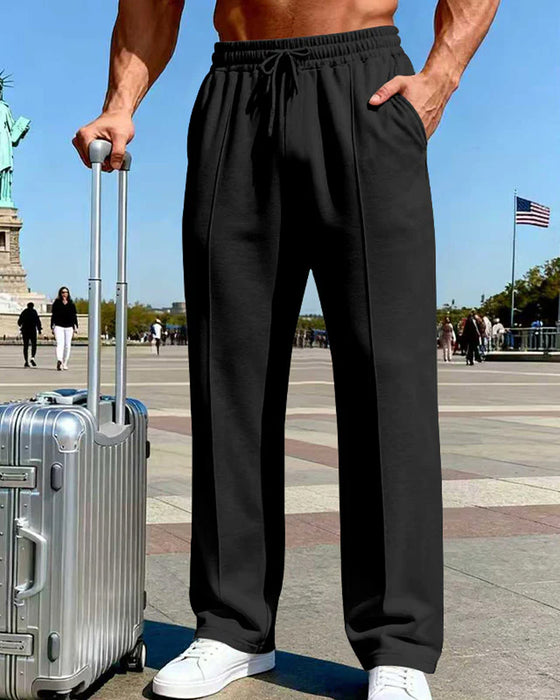 Pantalon Homme Taille Élastique Cordon Jambe Droite