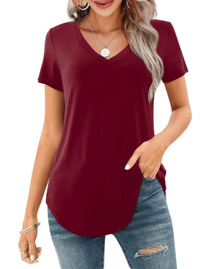 T-Shirt Irrégulier Col-V Casual