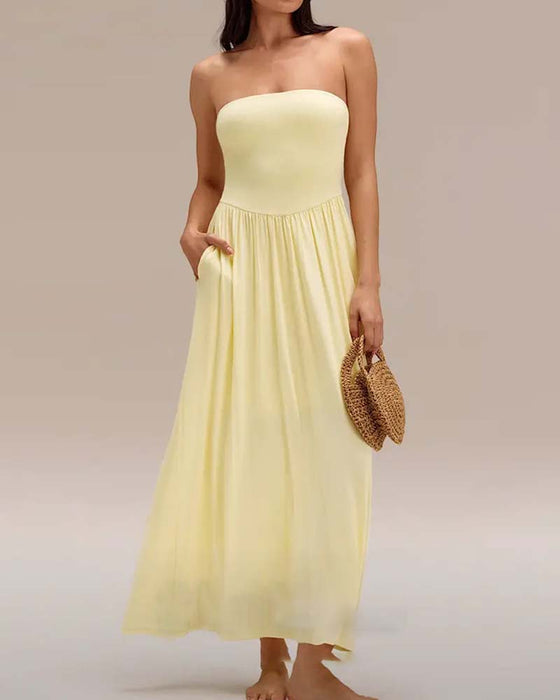 Robe Convertible Sans Bretelles Taille-Cintrée