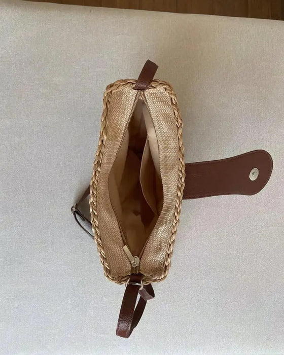 Sac Boho Forme Semi-Circulaire Creux Paille