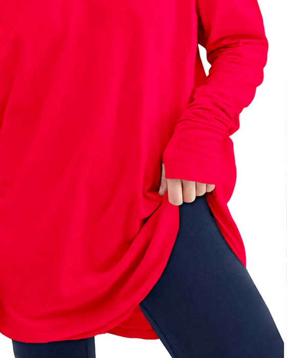 T-Shirt Col Rond Manches Longues Unie Coupe Oversized