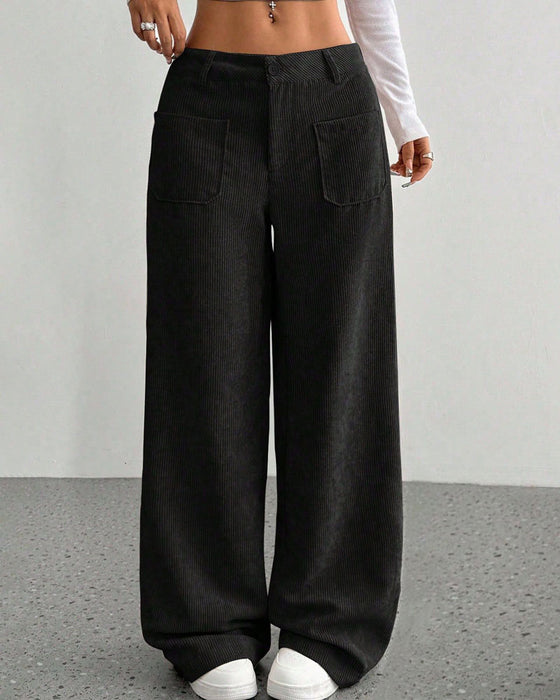 Pantalon Devant Dos Poche Unie Jambe Droite Long