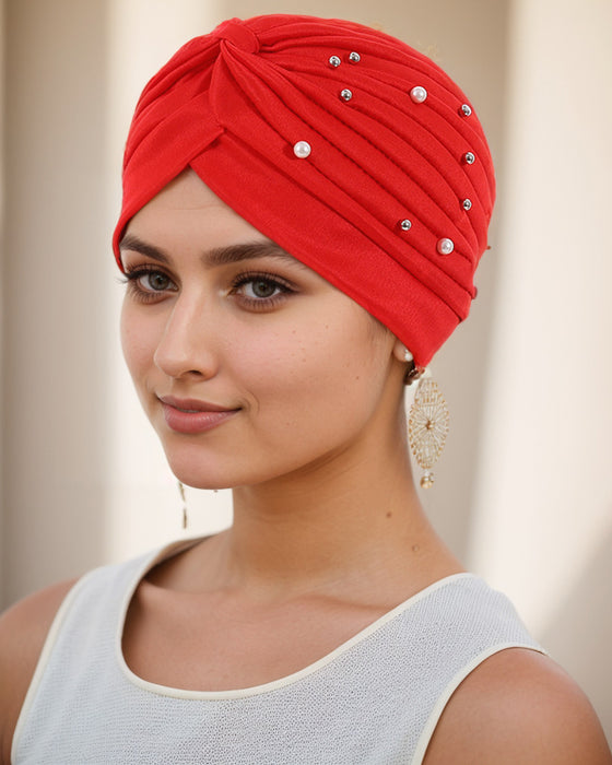 Chapeau Perle Plissé Pré-Noué Turban