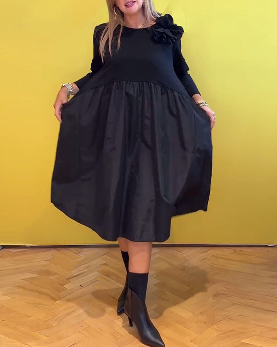 Robe décontractée de couleur unie à col rond