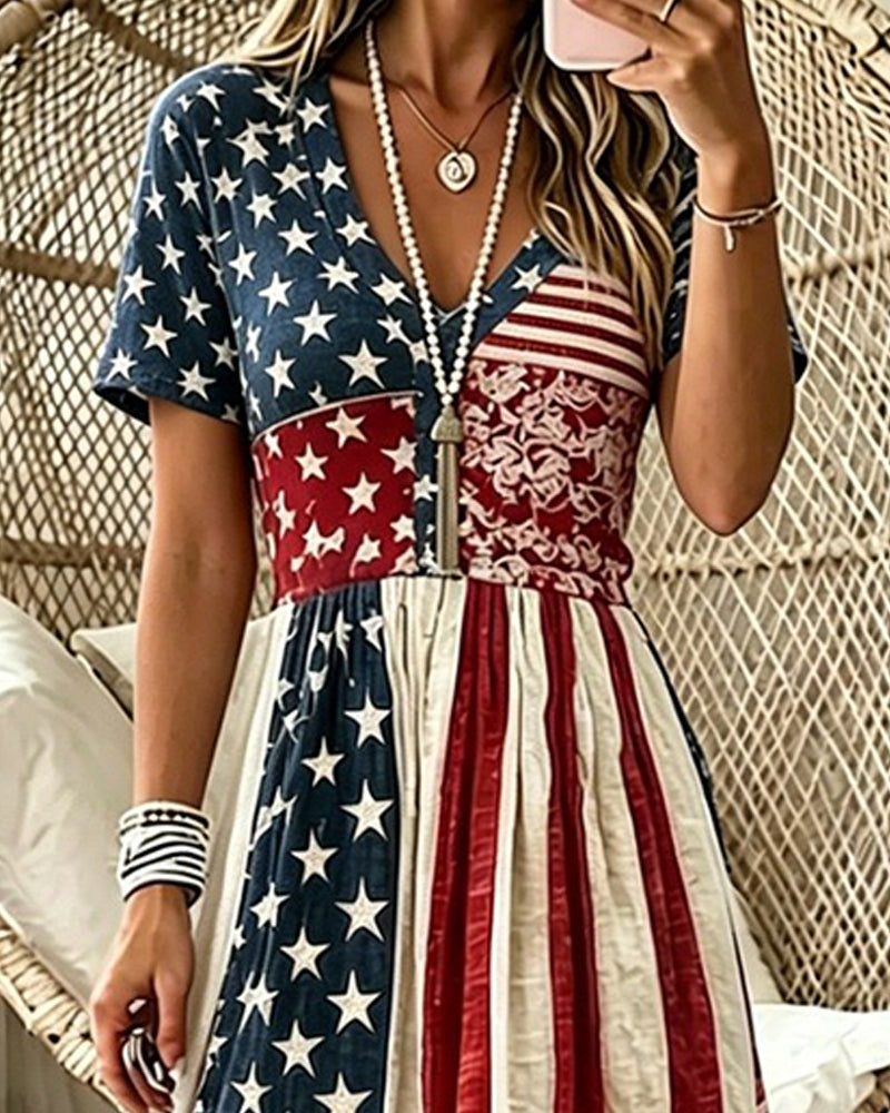 Robes Étoiles Et Rayures Patchwork Taille Cintrée