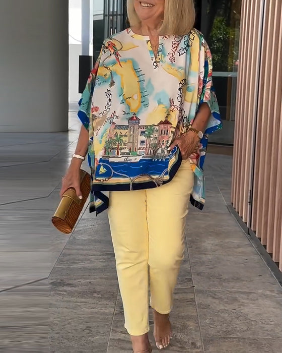 Blouse Manche Chauve-Souris Imprimé