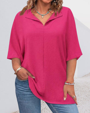 Blouse Lâche Unie Manches Courtes