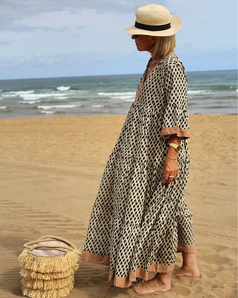 Robe À Motif Losange Et Coupe Ample