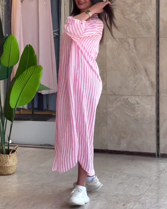 Robe Lâche Revers Rayé