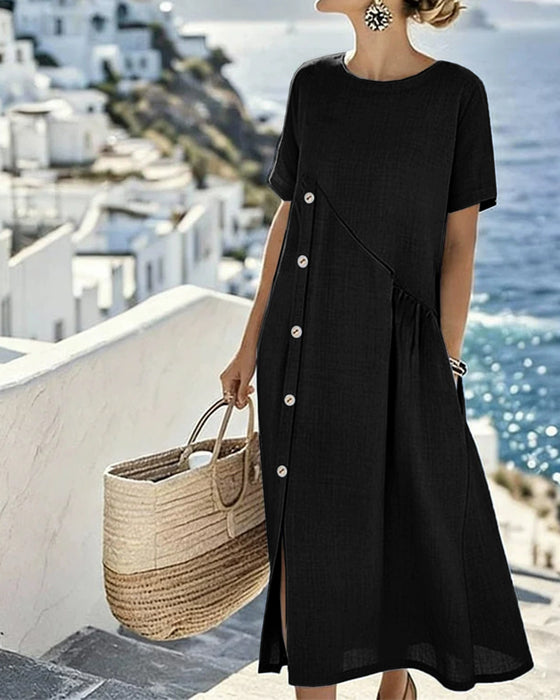 Robe Bouton Décor Décontractée