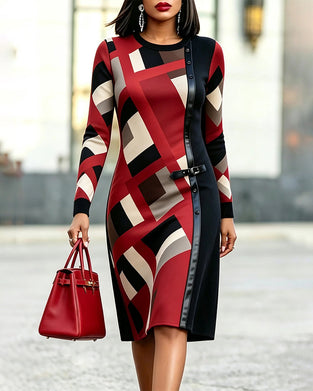Robe Géométrique Bloc De Couleur Patchwork