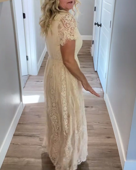 Robe Décolleté V Élégante Taille En Dentelle
