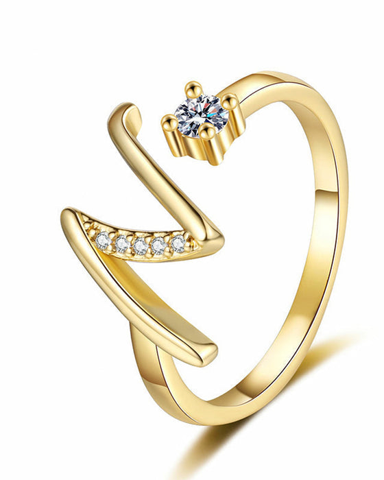 Bague Réglable Scintillante Avec Initiale Pour Femmes