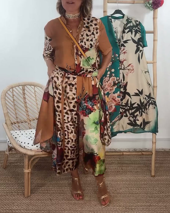 Ensemble deux pièces à imprimé contrasté mode rétro