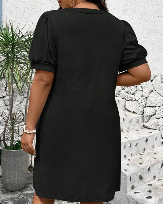 Robe Manche Ballon Ligne A Décontracté