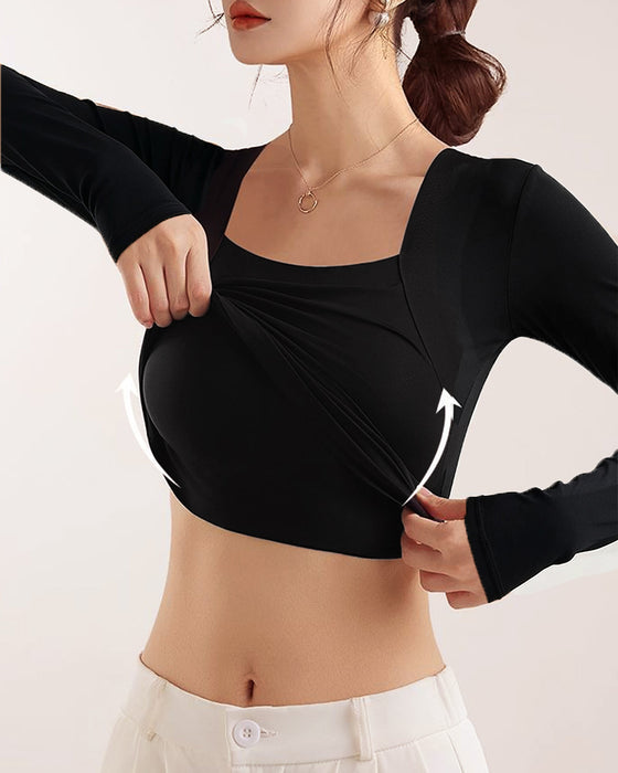 🔥 Col En U Shapewear Soutien-Gorge Intégré Manches Longues Débardeur