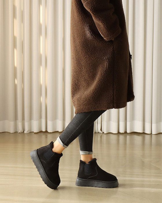 Bottes de neige à semelles épaisses de couleur unie