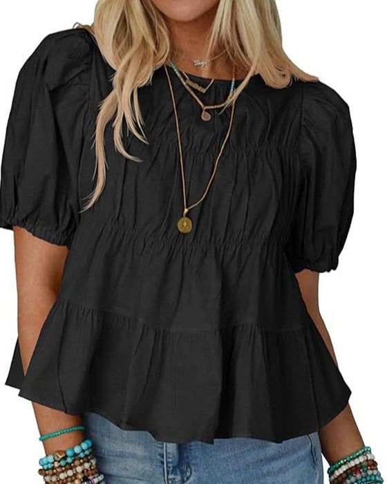 Blouse Manche Bouffante Coupe Loose Volantée