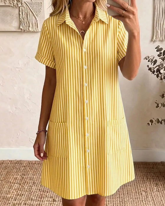 Robe Rayée Poche Chemise