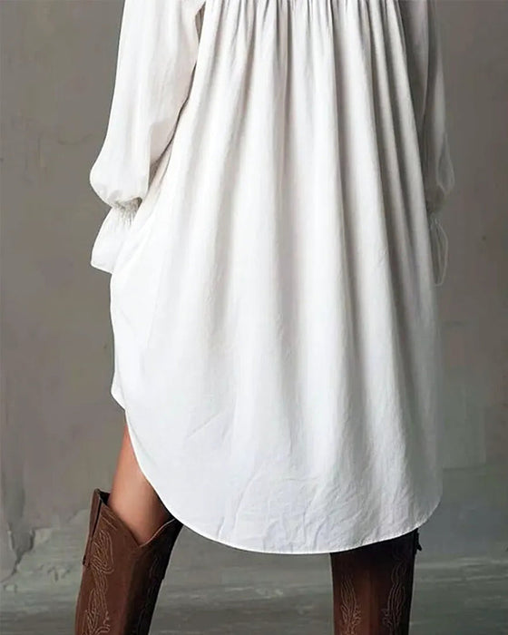 Robe À Panneaux En Dentelle Et Manches Ballon