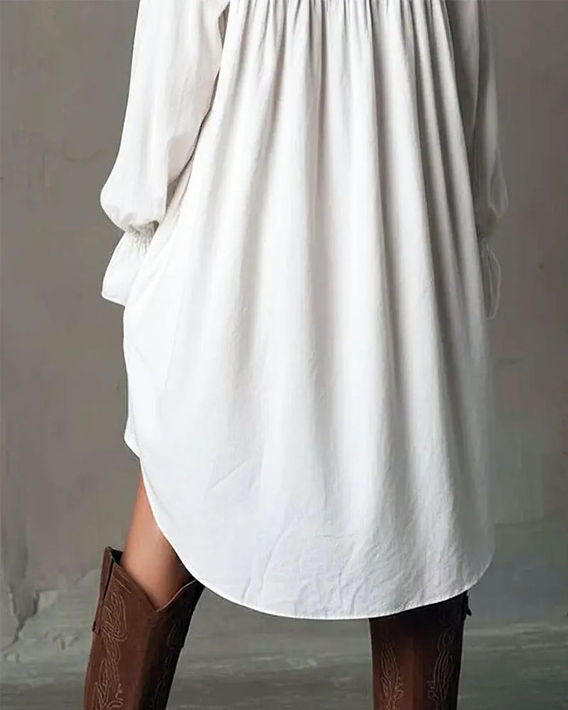 Robe À Panneaux En Dentelle Et Manches Ballon