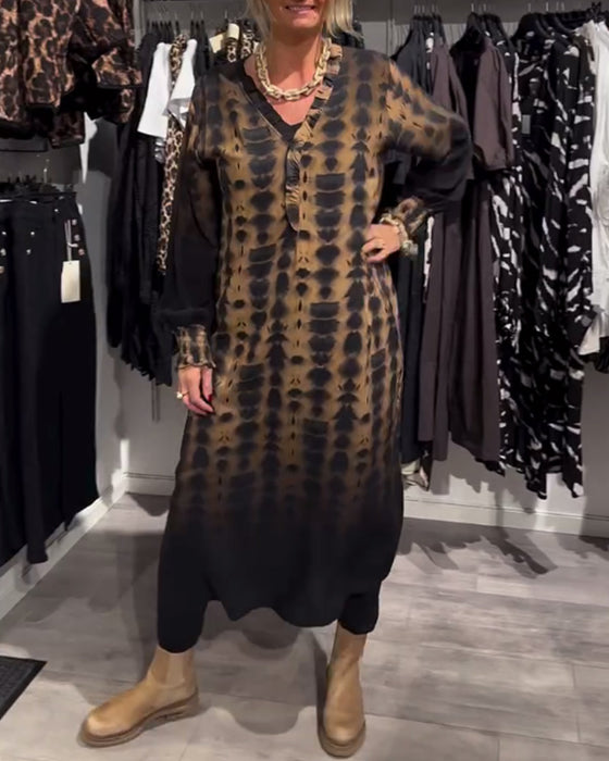 Robe dégradée manches longues col V