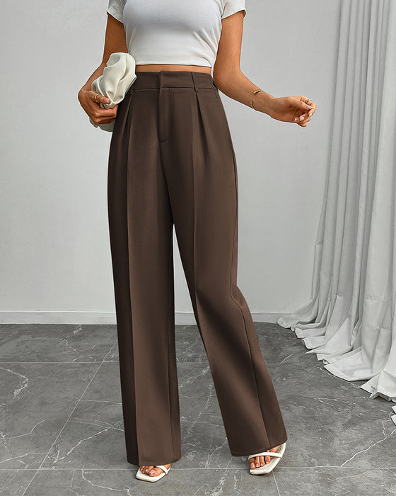 Pantalon Décontracté Ample Droit Large Jambe